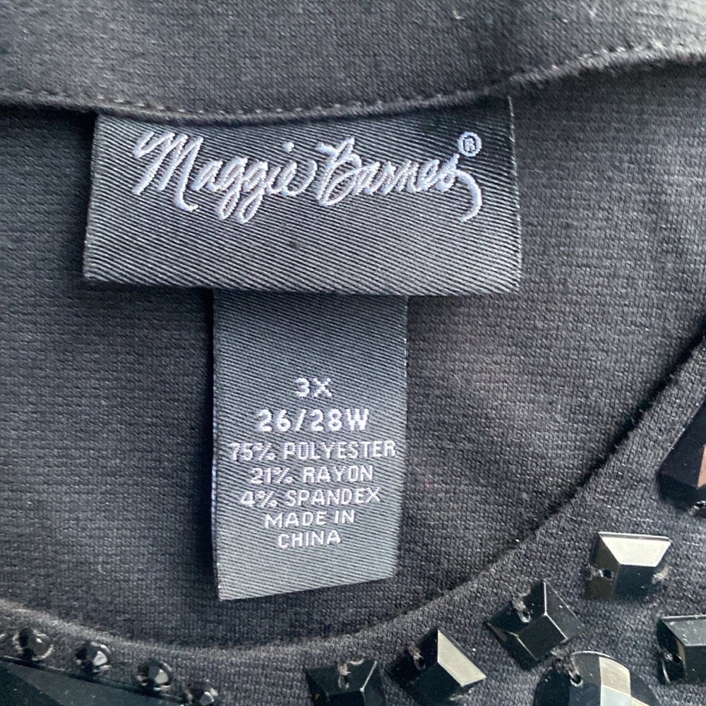 MAGGIE BARNES BLACK DRESS BLACK JEWEL EMBELLISHMENTS - Picture 3 of 4